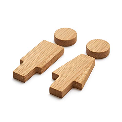 DABA Letrero Decorativo para Puerta de Madera para baño o Aseo, Letrero Divertido de Roble Macizo para Hombres y Mujeres