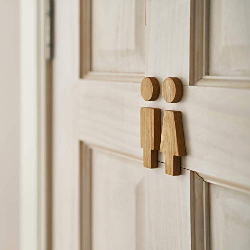 DABA Letrero Decorativo para Puerta de Madera para baño o Aseo, Letrero Divertido de Roble Macizo para Hombres y Mujeres