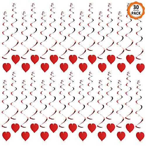 Dadabig 30 Pcs Espirales Colgantes de Corazón Adornos de Fiesta de Corazón Guirnaldas de Decoraciones para Hogar Fiesta Boda Dia de San Valentin