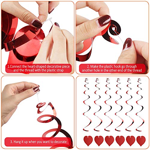 Dadabig 30 Pcs Espirales Colgantes de Corazón Adornos de Fiesta de Corazón Guirnaldas de Decoraciones para Hogar Fiesta Boda Dia de San Valentin