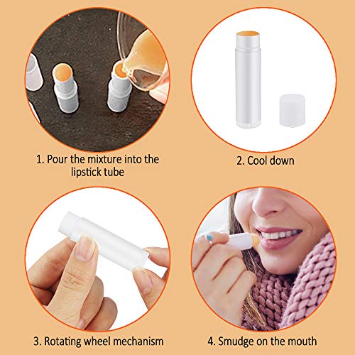 Dadabig 50 Pcs Envases de Labios Bálsamo Contenedor Vacío de Pintalabios Tubos de Bálsamo de Plástico para DIY Lápices,Blanco