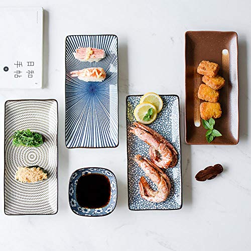 DADAN Plato de Cena de Estilo japonés de 9,8 Pulgadas Plato de Sushi de cerámica Platos de Cena de Pescado Rectángulo Vajilla doméstica 1Pc, A