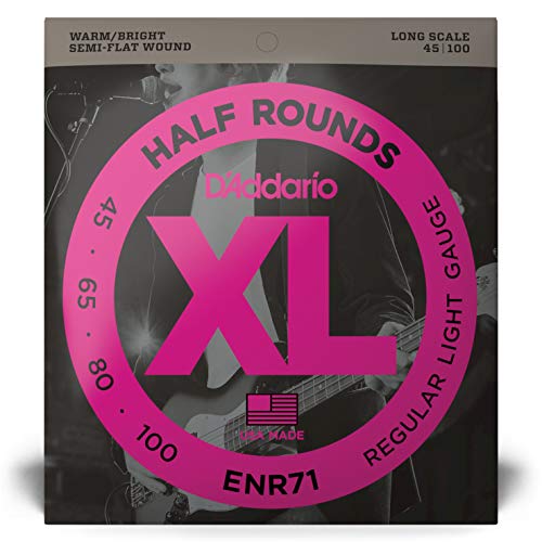 D'Addario ENR71 - Juego de cuerdas para bajo eléctrico de níquel.045 - .100, Transparente