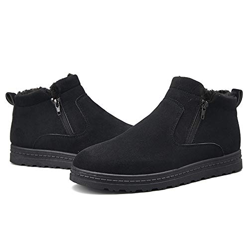 DADIJIER Botas de Nieve clásicas para Hombres Algodón Cremallera Lateral Invierno Faux Paño Interior Zapatos caseros Durable (Color : Negro, tamaño : 43 EU)