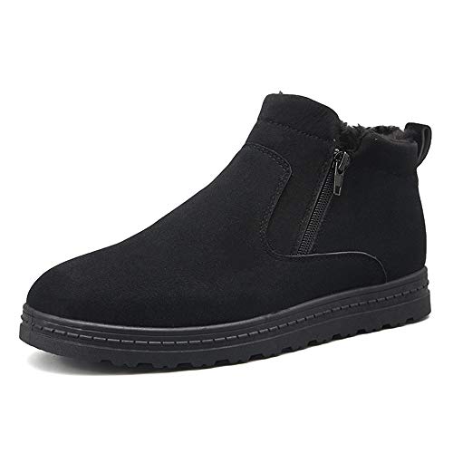 DADIJIER Botas de Nieve clásicas para Hombres Algodón Cremallera Lateral Invierno Faux Paño Interior Zapatos caseros Durable (Color : Negro, tamaño : 43 EU)