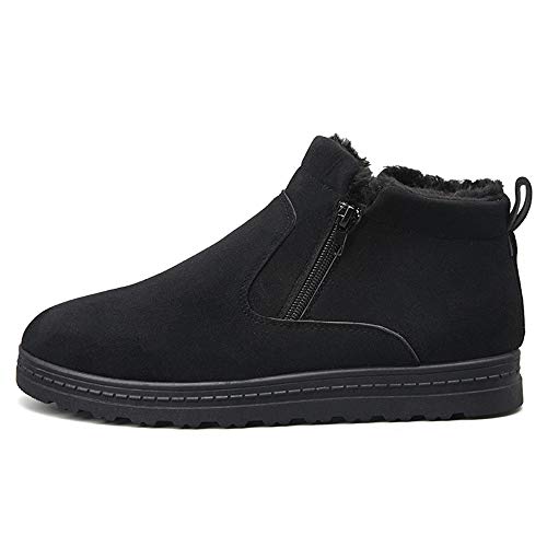 DADIJIER Botas de Nieve clásicas para Hombres Algodón Cremallera Lateral Invierno Faux Paño Interior Zapatos caseros Durable (Color : Negro, tamaño : 43 EU)