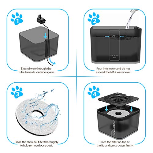 DADYPET Fuente para Gatos 2.5L Bebedero Gatos Silenciosa para Mascotas con LUZ,Bomba de Apagado Automático,Fuentes Agua Perros con 5 Filtros