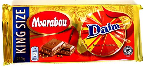 Daim de chocolate marabú, 250 g -Caramelo crujiente de almendras envuelto en el mejor chocolate con leche - Dulces suecos de Un sabor único a base de ingredientes naturales