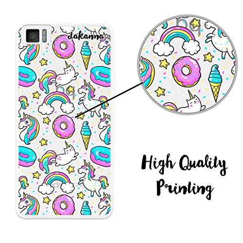 dakanna Funda para BQ Aquaris M4.5 - A4.5 | Unicornio Donut Helado y Arcoiris | Carcasa de Gel Silicona Flexible | Fondo Transparente