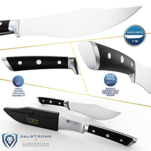 DALSTRONG Barong Cuchillo de chef – Serie Gladiator – 7" – acero alemán ThyssenKrupp de alto carbono – Mango G10 – con vaina