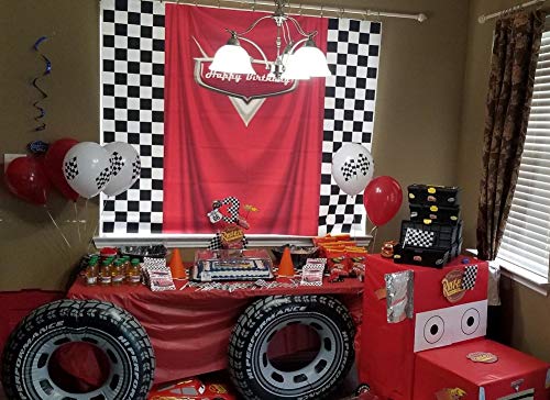 Daniu Monster Racing Competición Campeón Telón de Fondo Rojo Banner Victoria Fondo Telón de Fondo Fiesta de cumpleaños Fotografía Decoración de Fondo Suministros Studio Party Stand 7x5FT vinly