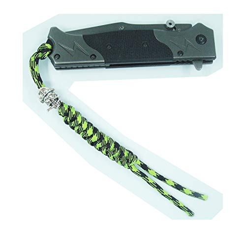 Danuland Cordón de Cuchillo Paracord con Cuentas de Calavera de aleación, Colgante de cordón Artesanal para Cuchillo de Bolsillo EDC/Cuchillo Plegable/Equipo para Exteriores/Llavero, Paquete de 3