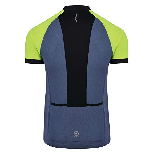 Dare 2b - Maillot de Manga Larga para Hombre, de Secado rápido, Malla ventilada, Cremallera Completa, para Ciclismo, Hombre, Jersey, DMT477, Gris Meteor/Amarillo Fluro, S