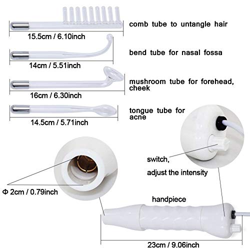 Darsonval - Set portátil de alta frecuencia para tratamiento de acné, alopecia, reducción de arrugas, etc. (5 piezas, ozono)