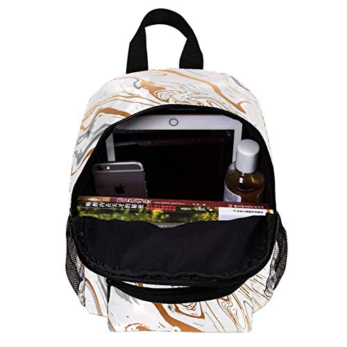 Daypack Línea Abstracta marrón Mochila para niños Infantile Kindergarten Guarderia Mochila Escuela para niña y niño 3-8 años 25.4x10x30 CM