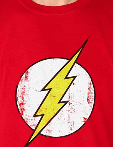 DC Comics - Camiseta de Flash con cuello redondo de manga corta para hombre, Rojo, Small