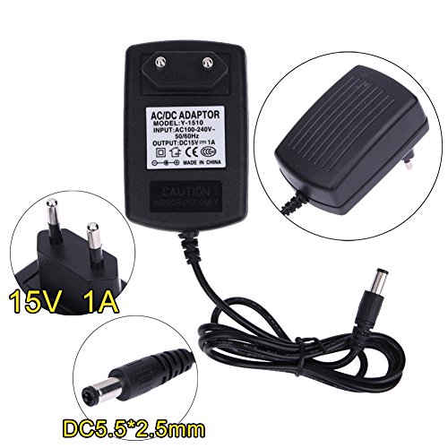 DC15V 1A Adaptador AC 100V-240V a DC 15V Convertidor Adaptador de Fuente de alimentación 5.5x2.5mm Hillrong