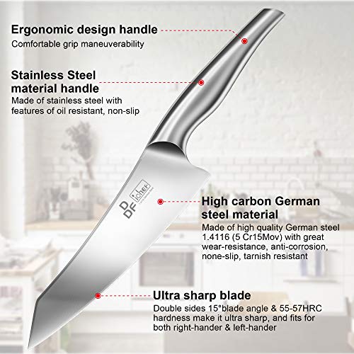 DDF iohEF Cuchillo de Chef, Cuchillo de Cocina Profesional 20 cm, Cuchillo de Cocinero Alemán de Acero Inoxidable con Mango Ergonómico, Cuchillo de Cocina Súper Afilado para Cortar Verduras, Carne