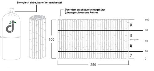 DE-COmmerce Robusto Bambú Madera Vista de Protección Valla Aty Nigra i Paravientos Terraza, Balcón, Jardín i Tubo de Bambú Valla con Geschlossenen Tubos - Marrón, 100 cm x 250 cm