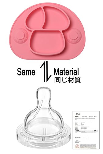 DEBAIJIA Bebé Niños Plato de Silicona Fuerte Succión Ventosa Divididas Placemat Grado Alimenticio Infantil Antideslizante FDA y Sin BPA, Microonda, Lavavajillas, Congelador Seguro - Rosa