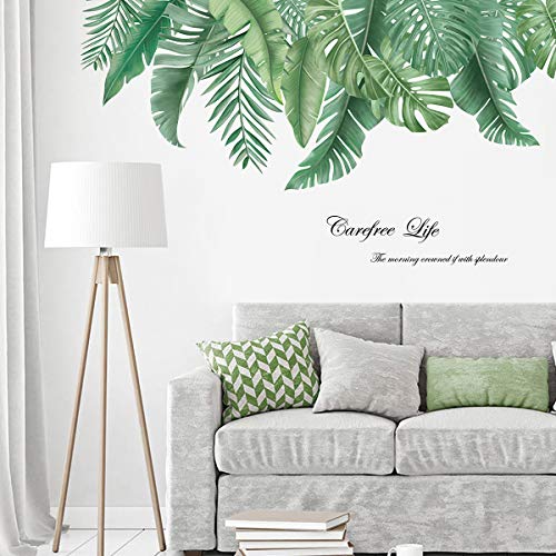 decalmile Pegatinas de Pared Planta Tropicales Vinilos Decorativos Hojas Verde Grandes Adhesivos Pared Sala Habitación Dormitorio Oficina (W:90cm)