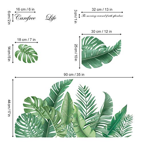 decalmile Pegatinas de Pared Planta Tropicales Vinilos Decorativos Hojas Verde Grandes Adhesivos Pared Sala Habitación Dormitorio Oficina (W:90cm)