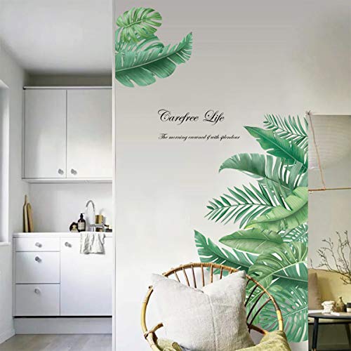 decalmile Pegatinas de Pared Planta Tropicales Vinilos Decorativos Hojas Verde Grandes Adhesivos Pared Sala Habitación Dormitorio Oficina (W:90cm)