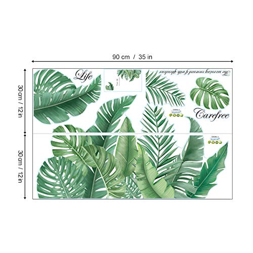 decalmile Pegatinas de Pared Planta Tropicales Vinilos Decorativos Hojas Verde Grandes Adhesivos Pared Sala Habitación Dormitorio Oficina (W:90cm)