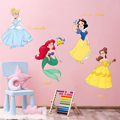 decalmile Pegatinas de Pared Princesa Vinilos Decorativos Sirena Ariel Blancanieves Adhesivos Pared Habitación Guardería Niñas Infantiles Bebés