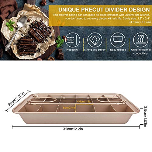 DECARETA Moldes para Brownies Molde para 18 Brownies Brownie Pan Antiadherente Bandeja para Brownies Bandeja Molde para Pasteles 31 * 20 * 3.9cm