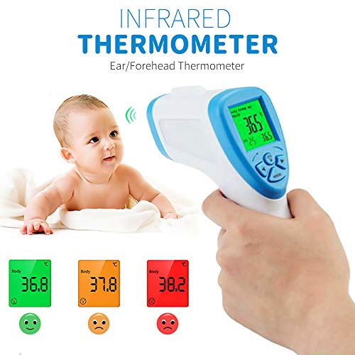 Decdeal Termómetro Infrarrojo Digital, Termómetro Infrarrojo sin Contacto Medidor de Temperatura de Frente para Bebé Adulto Oído, Medición de Temperatura Ambiente Alta Precisión ℃ y ℉ Conmutable