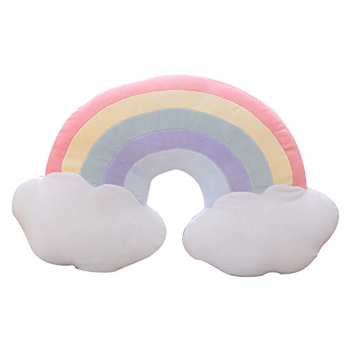 DecoBay Suave Arco Iris Almohada para Dormir Dormitorio Sofá Cojín De Almohada Silla De Felpa Decoración Nube Luna Estrella Cáscara (Arcoiris 3)