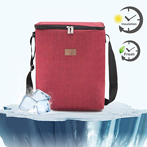 Decocasa Térmica Porta Alimentos, Bolsa Isotérmica Grande Para Almuerzo Comida Bebidas, 14 Litros, Rojo, 14L