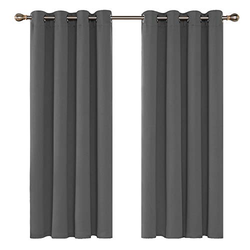 Deconovo Cortinas Opacas de Habitacion y Salón Térmicas Aislantes Frío y Calor 2 Piezas 117 x 138 cm Gris Claro