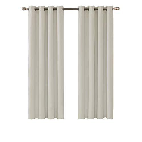 Deconovo Cortinas Opacas de Salon con Aislamiento Térmico para Sala de Estar Oficina Hotel Ventanas 2 Paneles 140 x 175 cm Beige Claro