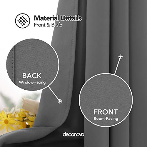 Deconovo Cortinas Opacas de Salón Dormitorio Moderno con Aislamiento Térmico 1 Pieza con Ojales 140 x 260 cm Gris Claro