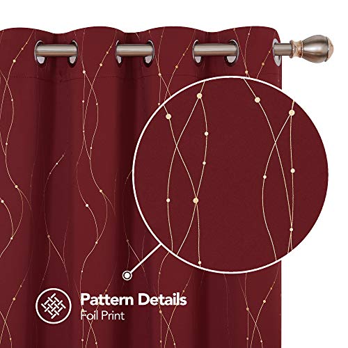 Deconovo Cortinas Salon Modernas Aislantes Térmicas de de Líneas con Ollados 2 Piezas 117 x 183 cm Rojo Oscuro