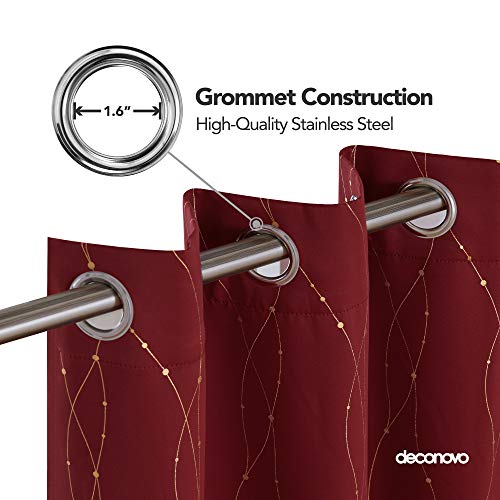 Deconovo Cortinas Salon Modernas Aislantes Térmicas de de Líneas con Ollados 2 Piezas 117 x 183 cm Rojo Oscuro