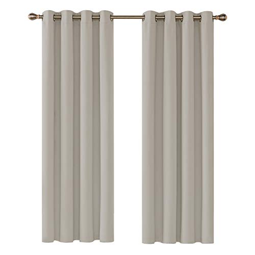 Deconovo Opaca Cortina de Salón Térmica Aislante y Dormitorio Moderno con Ojales 1 Par 135 x 240 cm Beige Claro