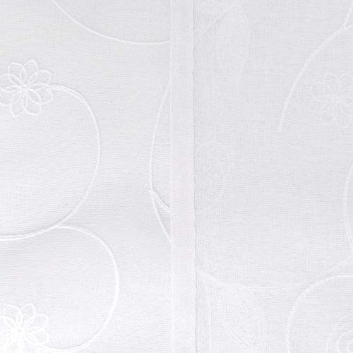 Deconovo Visillos Ventana Voile Decorativo Diseño Bonito Cortina Infantil Traslúcida para Sala de Estar Cocina con Motivos 1 par 140 x 180 cm Blanco