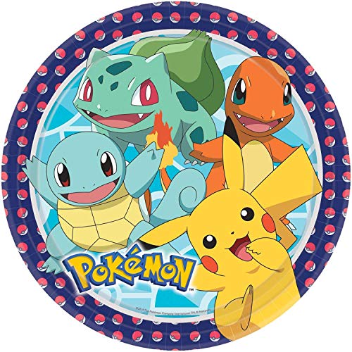 Decoración de la Fiesta de cumpleaños Infantil de Pokemon: Platos Copas Servilletas Cubiertas de Mesa con Paquete de Globos Gratis para 16 Invitados