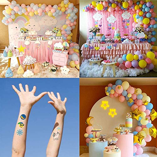 Decoraciones para fiesta de cumpleaños niña pastel, suministro de tema del cielo con pancarta, globo de papel de arcoíris con nubes de sol y luna, globo de estrella para revelación de género para niño