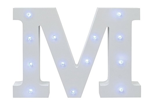 Decorativa vivos letras, King Coo lámpara funciona con pilas hölzerne Alfabeto uchstaben caracteres luces, Fiesta Boda Decoración, tu nombre en luces – Blanco