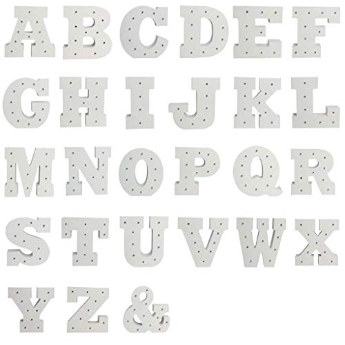 Decorativa vivos letras, King Coo lámpara funciona con pilas hölzerne Alfabeto uchstaben caracteres luces, Fiesta Boda Decoración, tu nombre en luces – Blanco