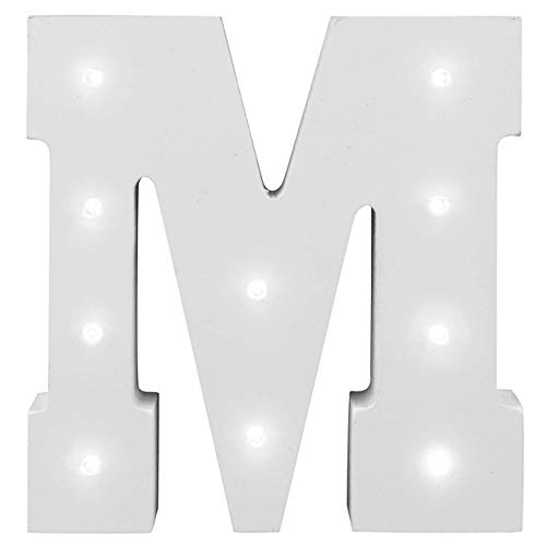 Decorativa vivos letras, King Coo lámpara funciona con pilas hölzerne Alfabeto uchstaben caracteres luces, Fiesta Boda Decoración, tu nombre en luces – Blanco