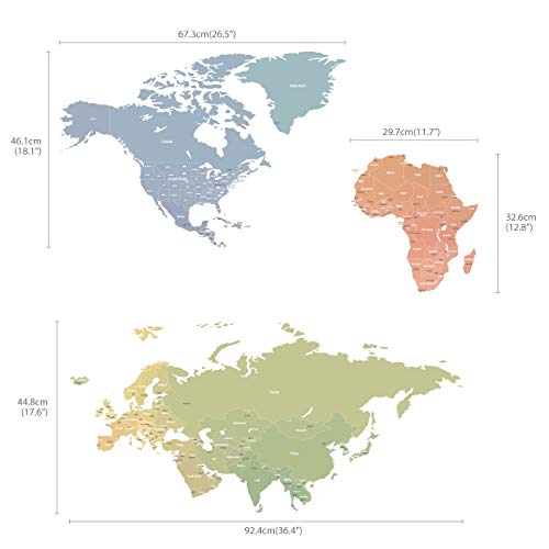 DECOWALL DLT-1809 Mapamundi Moderno Tonos Pastel Vinilo Pegatinas Decorativas Adhesiva Pared Dormitorio Salón Guardería Habitación Infantiles Niños Bebés (Extra Grande) (English Ver.)