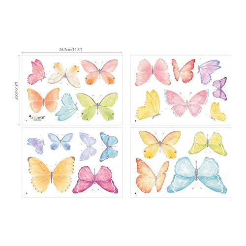 DECOWALL DS-8037 Mariposas pastel Vinilo Pegatinas Decorativas Adhesiva Pared Dormitorio Salón Guardería Habitación Infantiles Niños Bebés (Pequeña)