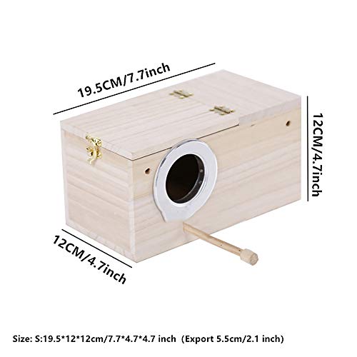 DEDC Caja Nido de Periquitos de Madera para Mascotas, Casa de Nido de Periquitos, Caja de Cría para Pájaros, Pajareras de Madera Natural