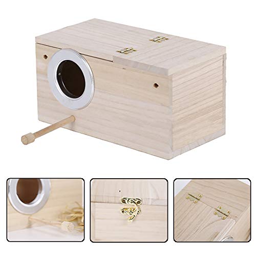 DEDC Caja Nido de Periquitos de Madera para Mascotas, Casa de Nido de Periquitos, Caja de Cría para Pájaros, Pajareras de Madera Natural