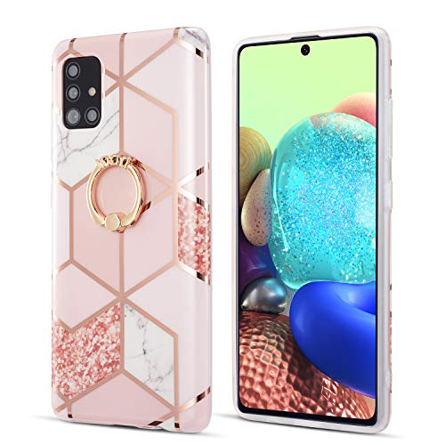 DEFBSC - Carcasa para Samsung Galaxy A51, diseño de mármol, con anillo de 360 grados, función atril, antiarañazos, a prueba de golpes, suave TPU para Samsung Galaxy A51, color rosa